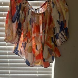 STYLEWE Orange Pink Ruffled Relaxed Blouse